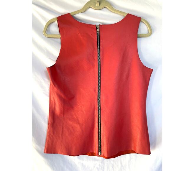 PJK Pattison of Kincaid Red Lamb Leather Sleeveless Tank Top, Small - Picture 2 of 5
